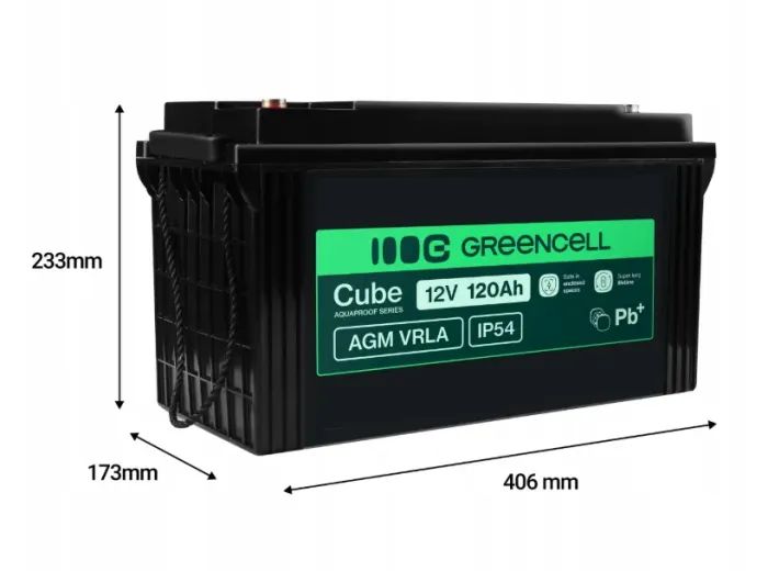 Акумулятор Green Cell AGM VRLA 12 V 120 Ah IP54 для фотоелектричних систем, яхт, човнів, сонячних панелей (AGM12V120AH-J) - изображение 8