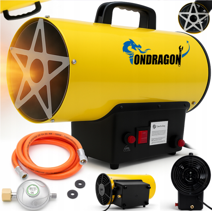 Газовий обігрівач / Газова теплова гармата (дуйка) 15 кВт Ondragon (Пропан/Бутан) + шланг і редуктор (Польща) (OD5103) - зображення 1