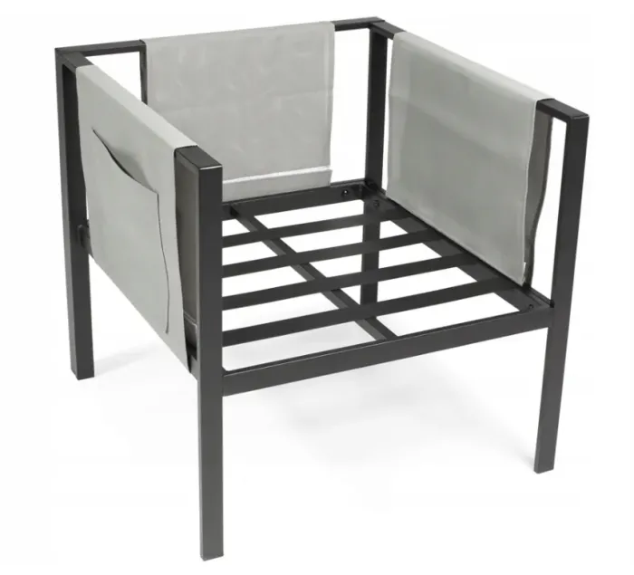 Комплект садових меблів IBIZA eDomator на 4 особи, металевий, з сірими подушками (Польща) (14-192) - зображення 5