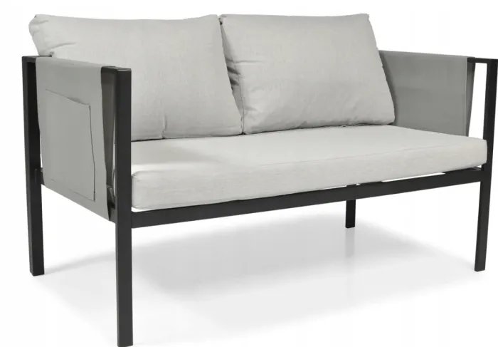 Комплект садових меблів IBIZA eDomator на 4 особи, металевий, з сірими подушками (Польща) (14-192) - зображення 8