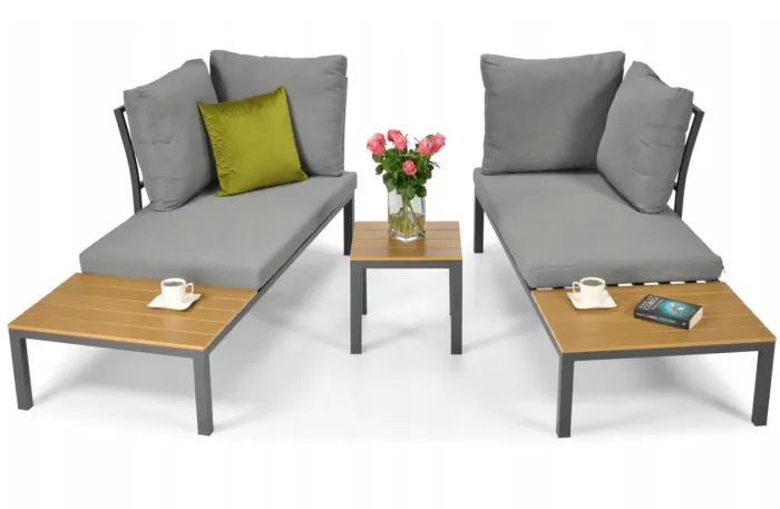 Комплект садових меблів LAGOS (кутовий диван + столик) зі сталі, з подушками, Сірий (Польща) (14-212) - зображення 3