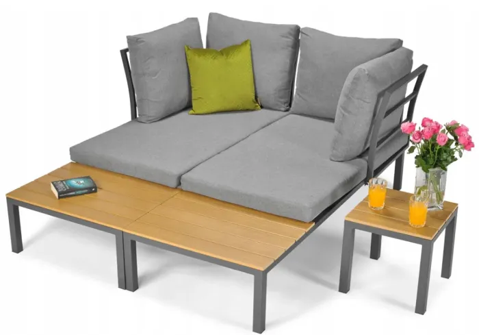 Комплект садових меблів LAGOS (кутовий диван + столик) зі сталі, з подушками, Сірий (Польща) (14-212) - зображення 2