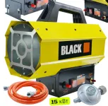 Газовий обігрівач / Газова теплова гармата (дуйка) 15 кВт BLACK (Пропан/Бутан) + шланг і редуктор (Польща) (55063)