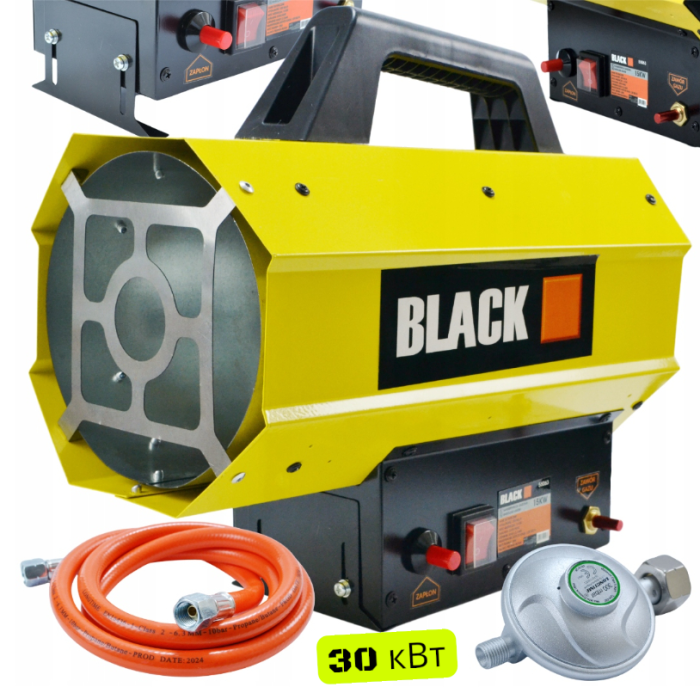 Газовий обігрівач / Газова теплова гармата (дуйка) 30 кВт BLACK (Пропан/Бутан) + шланг і редуктор (Польща) (55064) - зображення 1