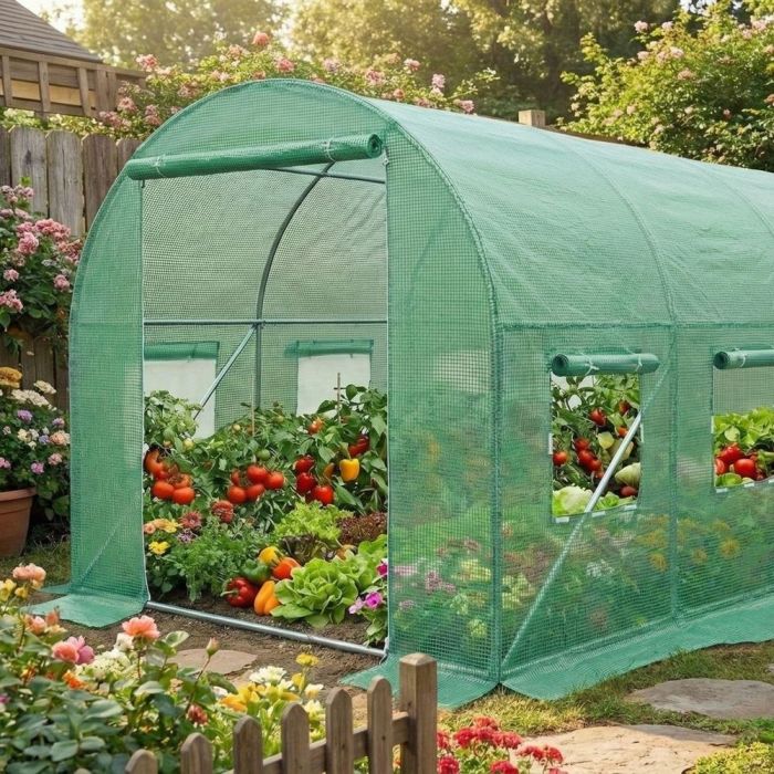 Садова теплиця 24 м² (8 х 3 х 2 м) з вікнами, армована плівка UV-4, труба 25 мм, Польща (29100) - изображение 5