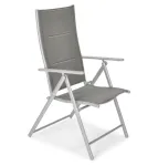Складний садовий стілець MODENA eDomator алюмінієвий з регулюванням спинки, Срібний (Польща) (10-013)