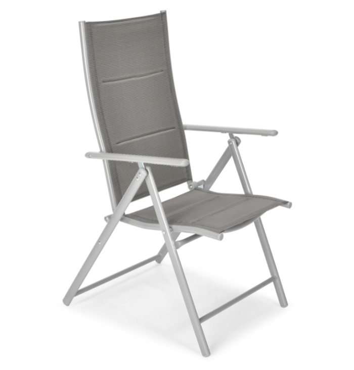 Складний садовий стілець MODENA eDomator алюмінієвий з регулюванням спинки, Срібний (Польща) (10-013) - зображення 1