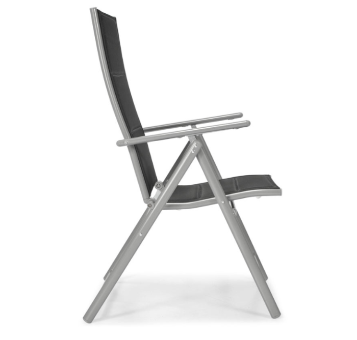 Складний садовий стілець MODENA eDomator алюмінієвий з регулюванням спинки, Срібно-чорний (Польща) (10-014) - зображення 4
