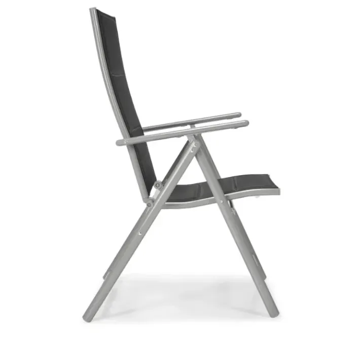 Складний садовий стілець MODENA eDomator алюмінієвий з регулюванням спинки, Срібно-чорний (Польща) (10-014) - зображення 4