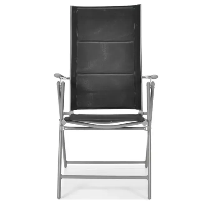 Складний садовий стілець MODENA eDomator алюмінієвий з регулюванням спинки, Срібно-чорний (Польща) (10-014) - зображення 3