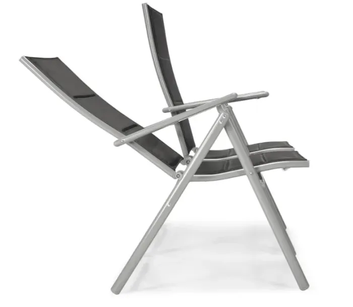 Складний садовий стілець MODENA eDomator алюмінієвий з регулюванням спинки, Срібно-чорний (Польща) (10-014) - зображення 5