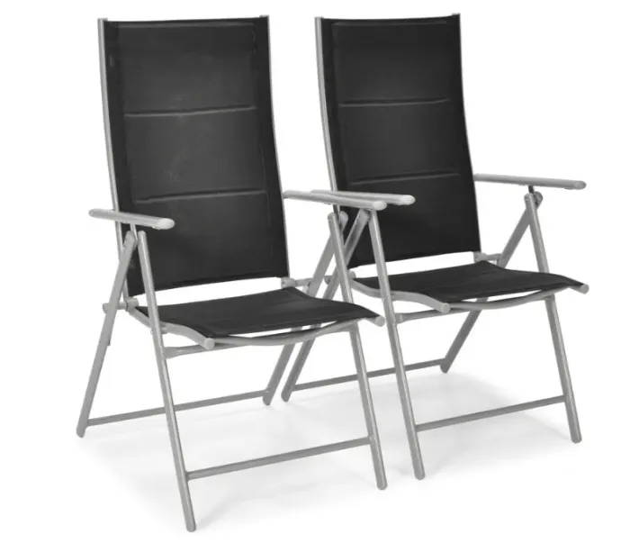 Складний садовий стілець MODENA eDomator алюмінієвий з регулюванням спинки, Срібно-чорний (Польща) (10-014) - зображення 2