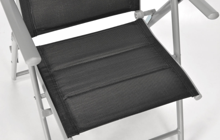 Складний садовий стілець MODENA eDomator алюмінієвий з регулюванням спинки, Срібно-чорний (Польща) (10-014) - зображення 9