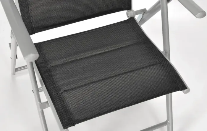 Складний садовий стілець MODENA eDomator алюмінієвий з регулюванням спинки, Срібно-чорний (Польща) (10-014) - зображення 9