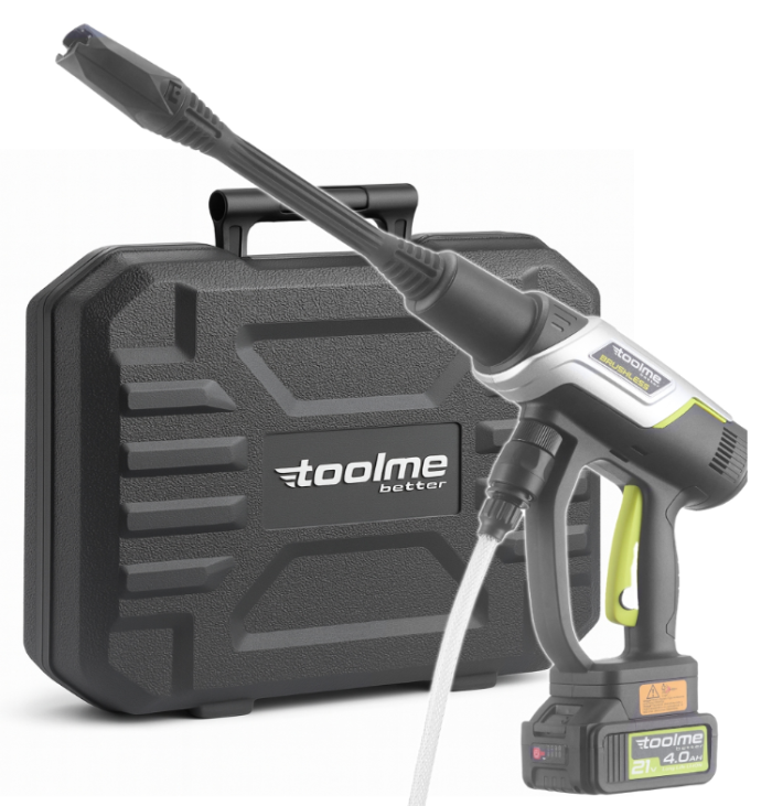 Акумуляторна мийка високого тиску Toolme TM280 PRO BRUSHLESS 450 Вт з алюмінієвою помпою, 2 АКБ 21В, піногенератор (Польща) (TM280) - изображение 10