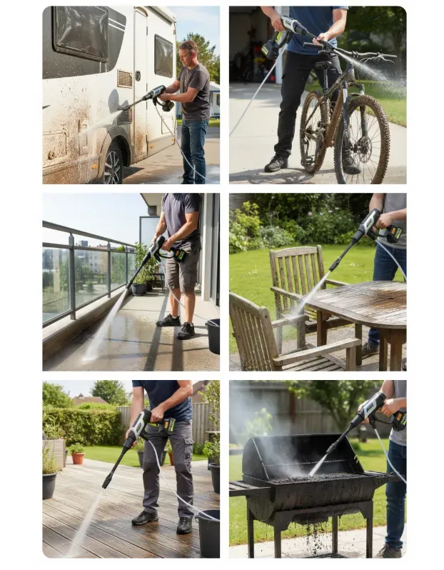 Акумуляторна мийка високого тиску Toolme TM280 PRO BRUSHLESS 450 Вт з алюмінієвою помпою, 2 АКБ 21В, піногенератор (Польща) (TM280) - зображення 6