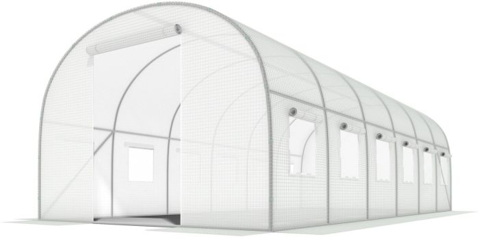 Теплиця садова 24 м² Funfit Garden (8 х 3 х 2 м) з армованою плівкою UV-4, з вікнами, Прозора (Польща) (4812) - зображення 2