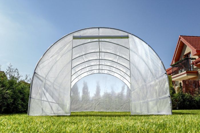 Теплиця садова 24 м² Funfit Garden (8 х 3 х 2 м) з армованою плівкою UV-4, з вікнами, Прозора (Польща) (4812) - зображення 7