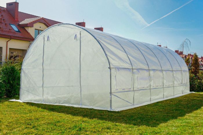 Теплиця садова 24 м² Funfit Garden (8 х 3 х 2 м) з армованою плівкою UV-4, з вікнами, Прозора (Польща) (4812) - зображення 6