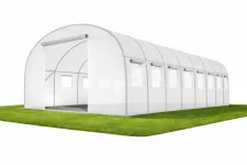 Теплиця садова 24 м² Funfit Garden (8 х 3 х 2 м) з армованою плівкою UV-4, з вікнами, Прозора (Польща) (4812)