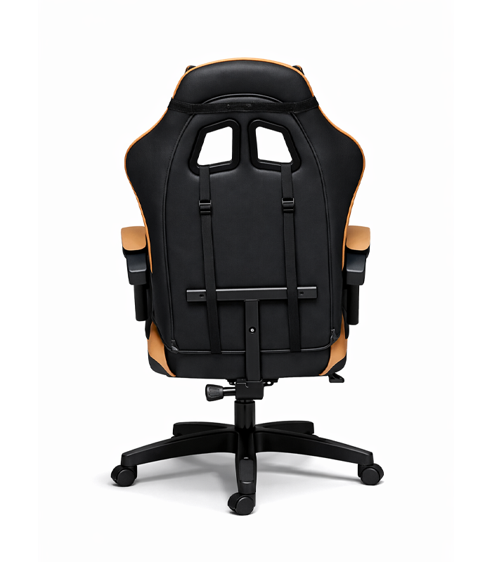 Геймерське крісло Primaveo з ергономічними подушками та висувною підставкою для ніг, Чорний/Золотий (G1110) - изображение 4