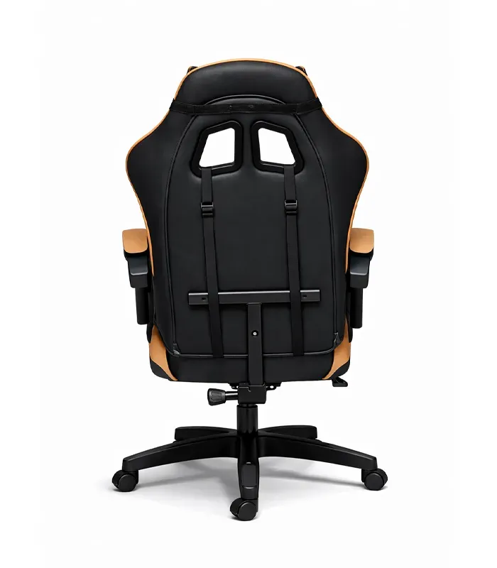 Геймерське крісло Primaveo з ергономічними подушками та висувною підставкою для ніг, Чорний/Золотий (G1110) - зображення 4