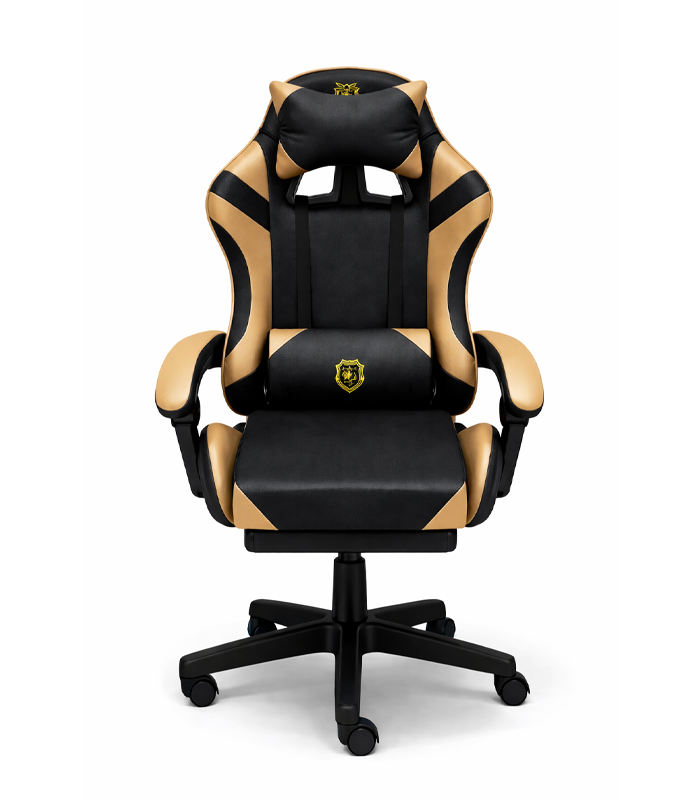 Геймерське крісло Primaveo з ергономічними подушками та висувною підставкою для ніг, Чорний/Золотий (G1110) - изображение 2