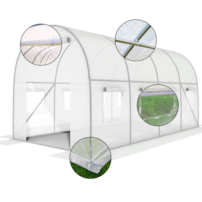 Садова теплиця 10 м² (4 х 2,5 х 2 м) з армованою плівкою UV-4, з вікнами, Біла (Польща) (1560) - изображение 5