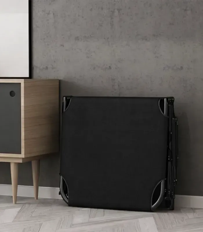 Складний туристичний лежак з матрацом та підголівником (178 × 56 × 30 см), регульований садовий шезлонг (Чорний) (G1281) - зображення 10