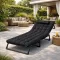 Складний туристичний лежак з матрацом та підголівником (178 × 56 × 30 см), регульований садовий шезлонг (Чорний) (G1281)