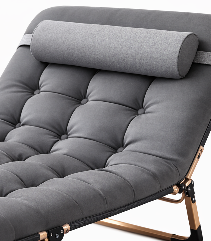 Складний туристичний лежак з матрацом та підголівником (178 × 56 × 30 см), регульований садовий шезлонг (Сірий) (G1280) - изображение 3