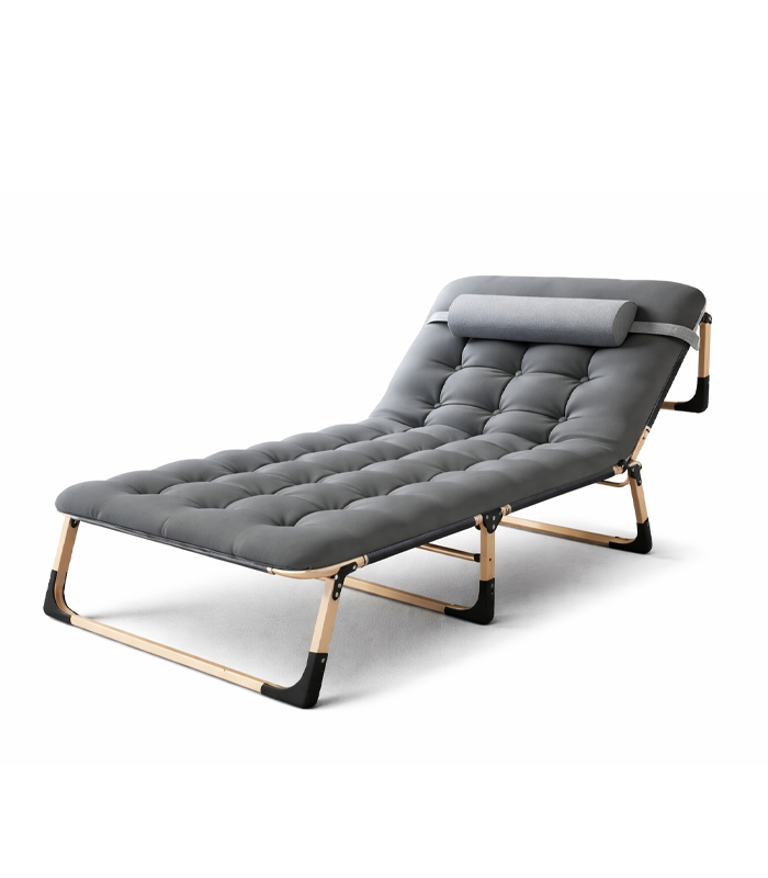 Складний туристичний лежак з матрацом та підголівником (178 × 56 × 30 см), регульований садовий шезлонг (Сірий) (G1280) - изображение 2