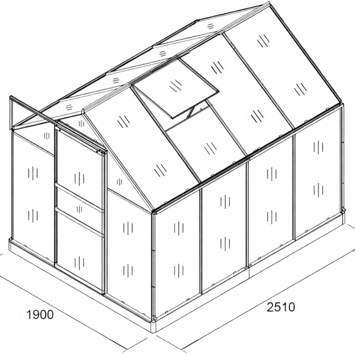 Садова теплиця з полікарбонату 4,75 м² (2,5 х 1,9 х 1,95 м), Прозора (3391) - зображення 8