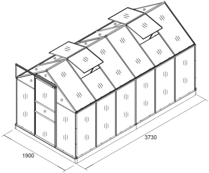 Садова теплиця з полікарбонату 7,22 м² (3,8 х 1,9 х 1,95 м), Прозора (3392) - зображення 4