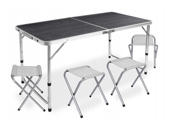 Розкладний туристичний стіл-валіза (120 х 60 см) + 4 стільці, комплект садових меблів, Сірий (G1276) - изображение 3