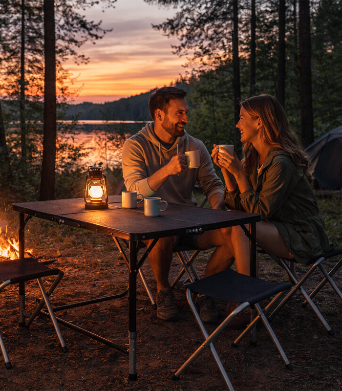 Розкладний туристичний стіл-валіза (120 х 60 см) + 4 стільці, комплект садових меблів, Чорний (G1277) - изображение 7