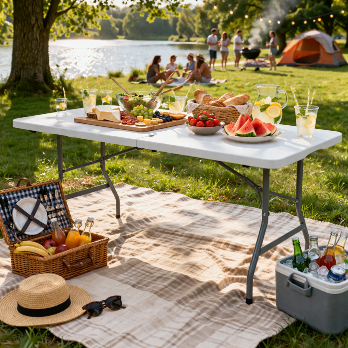 Набір садових меблів складаний (Стіл + 2 лавки) 180 см, Білий (G2946) - зображення 5