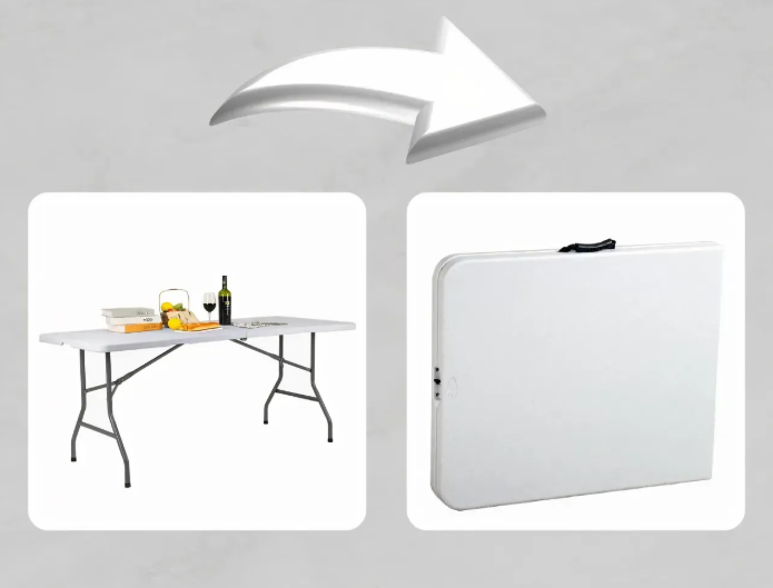 Набір садових меблів складаний (Стіл + лавка) 180 см, Білий (G2945) - зображення 9