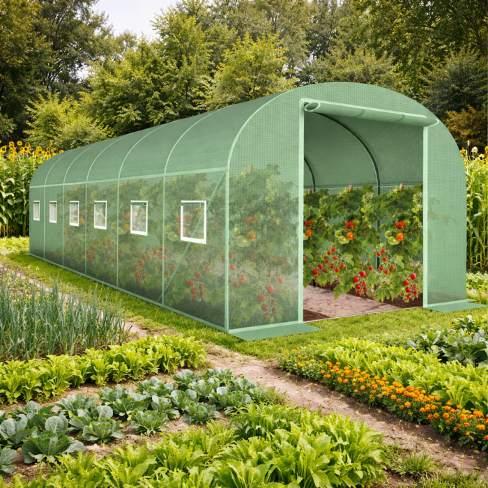 Садова теплиця 18 м² (6 х 3 х 2 м) з вікнами, армована плівка UV-4, труба 25 мм, Зелена (Польща) (29099) - изображение 4