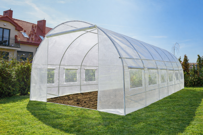 Садова теплиця 18 м² (6 х 3 х 2 м) з армованою плівкою UV-4, з вікнами, Біла (Польща) (1463) - зображення 3