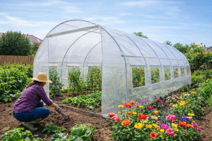 Садова теплиця 18 м² (6 х 3 х 2 м) з армованою плівкою UV-4, з вікнами, Біла (Польща) (1463) - зображення 2