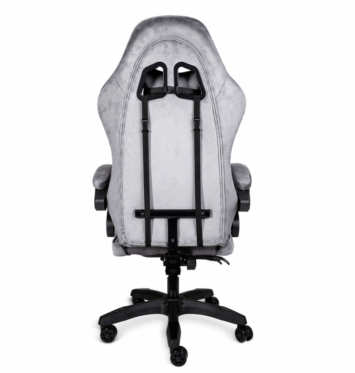Геймерське крісло Primaveo замшеве з ергономічними подушками та підніжкою (Сіре) (G1175) - зображення 6