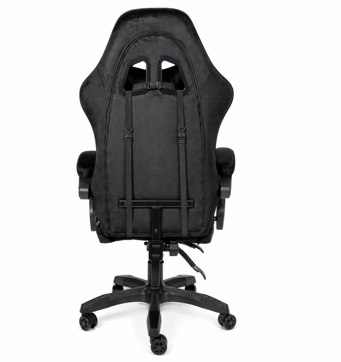 Геймерське крісло Primaveo замшеве з ергономічними подушками та підніжкою (Чорне) (G1174) - изображение 7