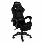 Геймерське крісло Primaveo замшеве з ергономічними подушками та підніжкою (Чорне) (G1174)