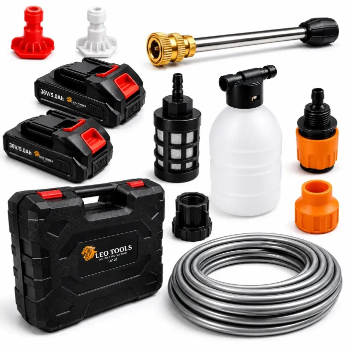 Акумуляторна мийка високого тиску LEO TOOLS 36V + 2 акумулятори (Польща) (LE120) - зображення 8