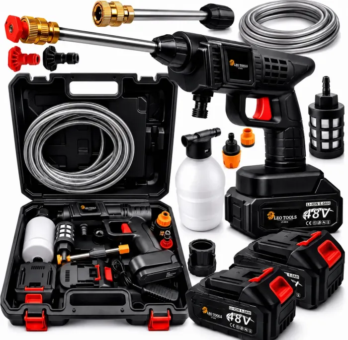 Акумуляторна мийка високого тиску LEO TOOLS 48V + 2 акумулятори (Польща) (LE120-В) - зображення 1