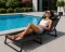 Складаний туристичний лежак Primaveo 200 см з матрацом та підголівником, регульований садовий шезлонг (Чорний) (G1346)