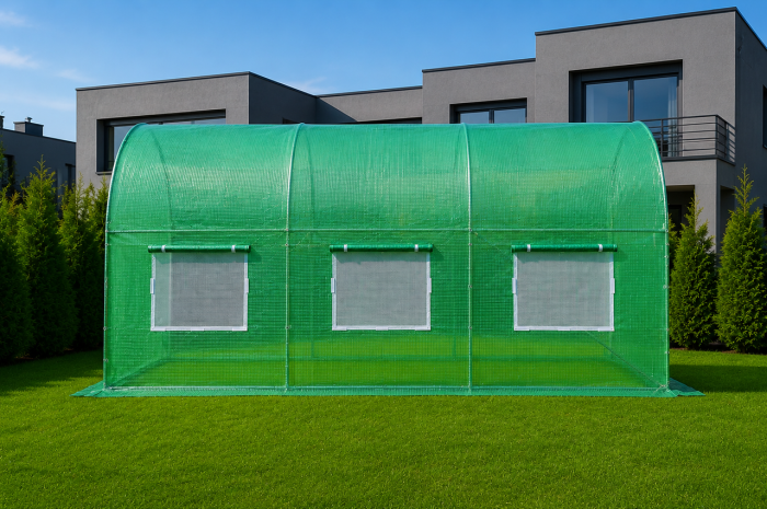 Теплиця садова Primaveo 7 м² (3,5 × 2 × 2 м) 6 вікон, армована плівка UV-4, оцинкований каркас 19 мм (Зелена) (G1349) - изображение 6