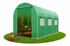 Теплиця садова Primaveo 7 м² (3,5 × 2 × 2 м) 6 вікон, армована плівка UV-4, оцинкований каркас 19 мм (Зелена) (G1349)