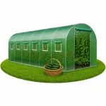 Теплиця садова посилена Primaveo 18 м² (6 × 3 × 2 м) 12 вікон, армована плівка UV-4, оцинкований каркас 24 мм (Зелена) (G1350)
